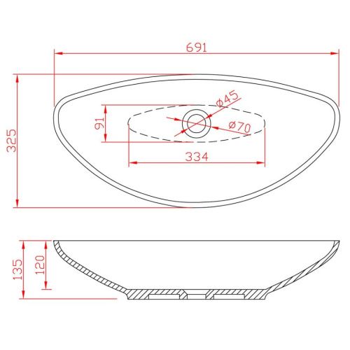 Раковина из искусственного камня MonteBianco Gondola 13042 70х30 встраиваемая цвет белый без отверстий под смеситель - фото 5