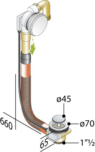Слив-перелив для ванны OMP Tea 595.180.6 хром - фото 2