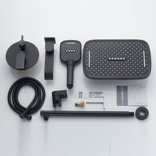 Душевая система Shevanik S4135H встраиваемая в стену цвет черный - фото 4