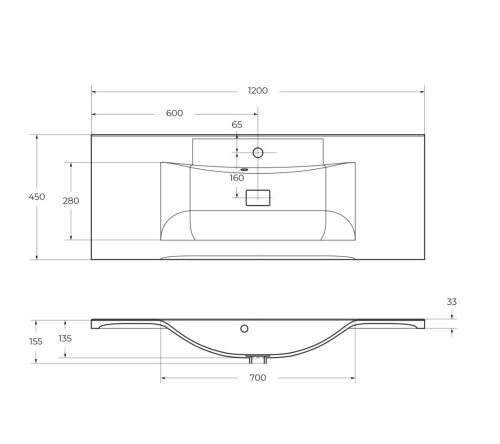 Раковина из искусственного камня BelBagno BB1200/450-LV-MR-PR 120х50 накладная цвет белый 1 отверстие под смеситель - фото 2