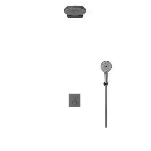 Душевая система Vincea VSFW-3I21T1GM встраиваемая в стену цвет вороненая сталь с термостатом - фото 3