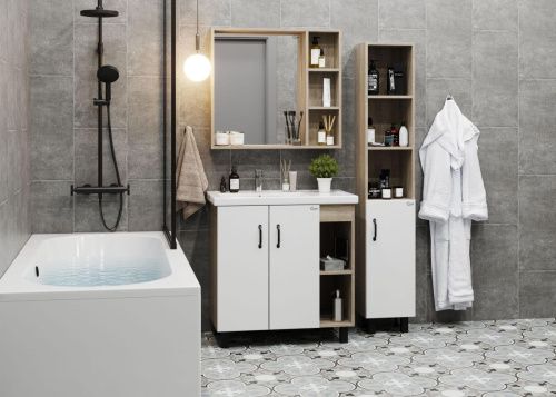 Тумба под раковину Onika Тимбер 108045 80х50 подвесная цвет белый - фото 2