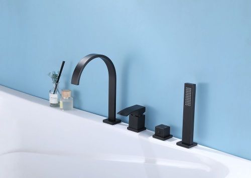 Смеситель Abber Wasserfall AF8613B на борт ванны черный - фото 2