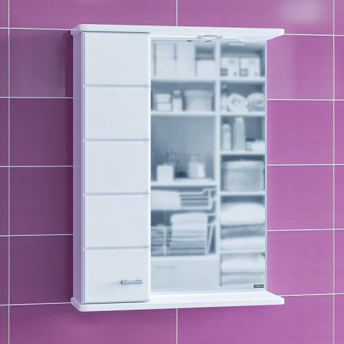 Зеркало-шкаф СанТа Омега 107003 60х80 подвесной цвет белый/коричневый - фото 2