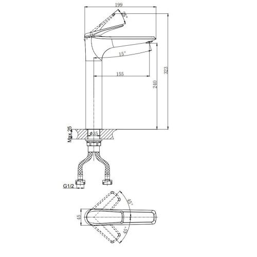 Смеситель для раковины Rush Nevis NE1735-11blаск на столешницу черный - фото 2