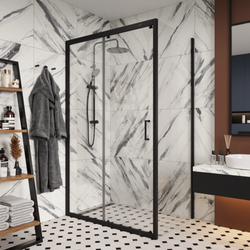 Душевой уголок Cerutti SPA GLORIA120B 120х80 стекло прозрачное профиль черный без поддона - фото 4