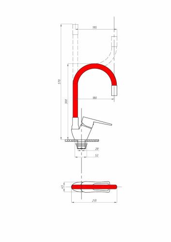 Смеситель для кухни FAUZT FZs-833-R129 на мойку красный - фото 3