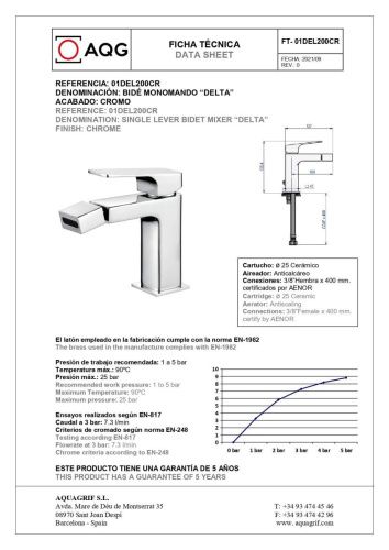 Смеситель AQG Delta 01DEL200CR на биде хром - фото 2