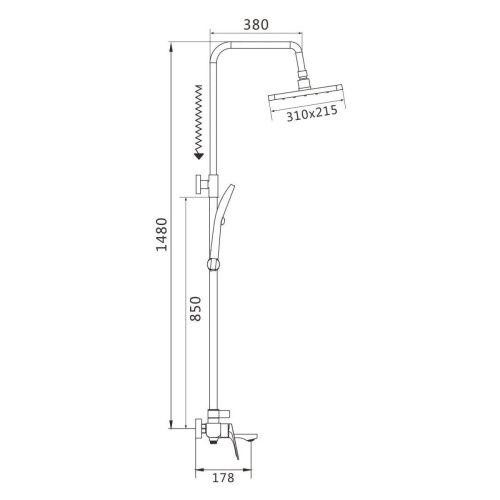 Душевая стойка Shevanik S9136T настенная цвет оружейная сталь - фото 3