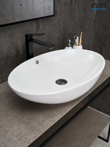 Раковина керамическая Gid Lago 51207 60х40 накладная цвет белый без отверстий под смеситель - фото 3