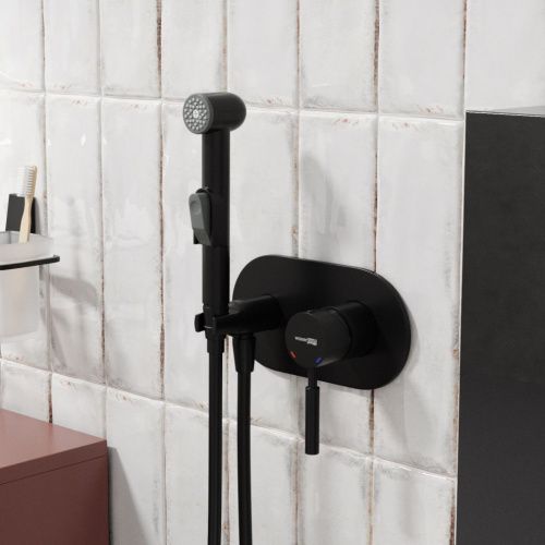 Гигиенический душ со смесителем Wasserkraft Gollach 3300 3338 черный - фото 2