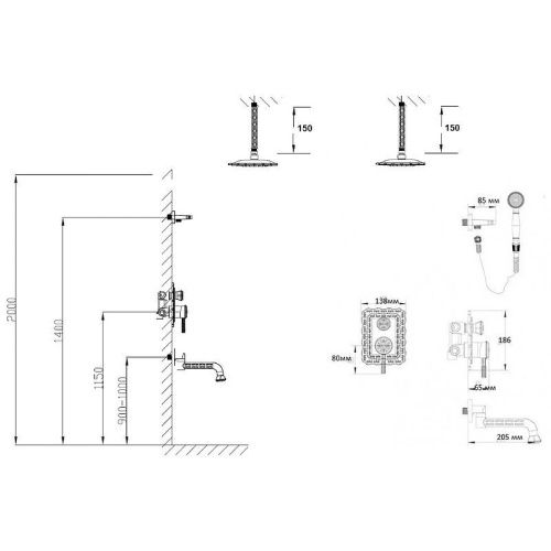 Душевая система Bronze de Luxe 10137/1DF встраиваемая в стену цвет бронза - фото 3