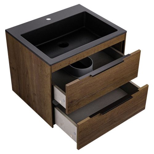 Тумба под раковину Vincea Chiara 2D VMC-2C2600TO 60х50 подвесная цвет коричневый - фото 3