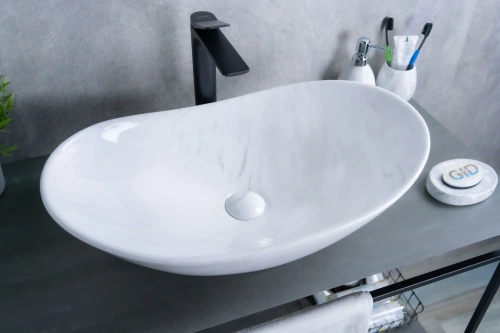 Раковина керамическая Gid Lago 54468 60х40 накладная цвет многоцветный без отверстий под смеситель - фото 4