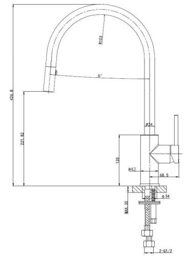 Смеситель для кухни Wonzon & Woghand WW-422902-CR на мойку хром - фото 2