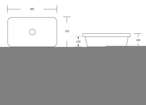 Раковина из сантехнического фарфора Milleau MIEL MU0042A-GW 60х40 встраиваемая цвет белый без отверстий под смеситель - фото 2