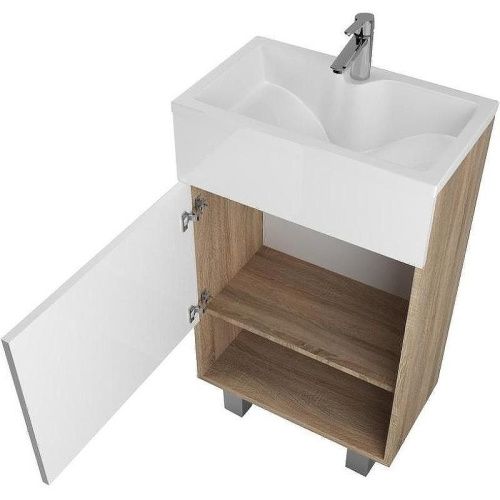 Тумба с раковиной 1MarKa July У85933 50х30 напольная цвет коричневый - фото 3