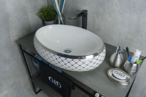 Раковина керамическая Gid Lago 52201 60х40 накладная цвет белый/хром без отверстий под смеситель - фото 2