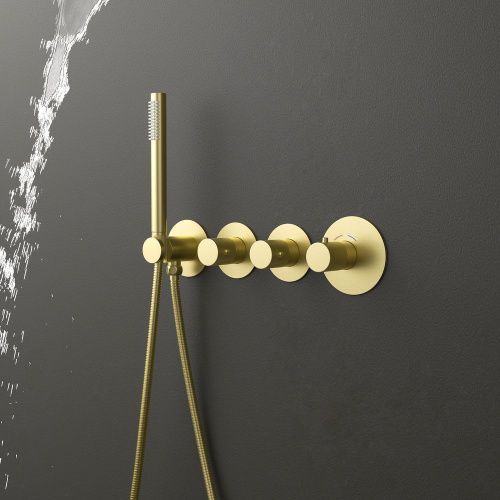 Душевая система Timo Saona SX-2350/17SM встраиваемая в стену цвет золото с термостатом - фото 5