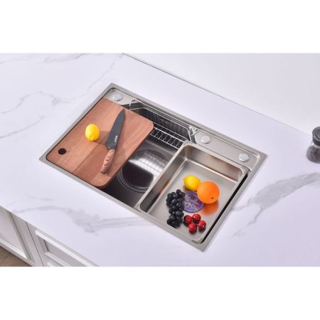 Кухонная мойка Fmark FSC7846L 80х45 цвет серый поверхность матовая