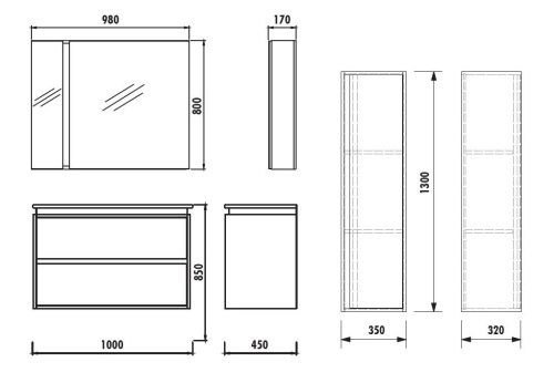 Тумба с раковиной Creavit Verti NE0100.42.VV 100х20 - фото 2