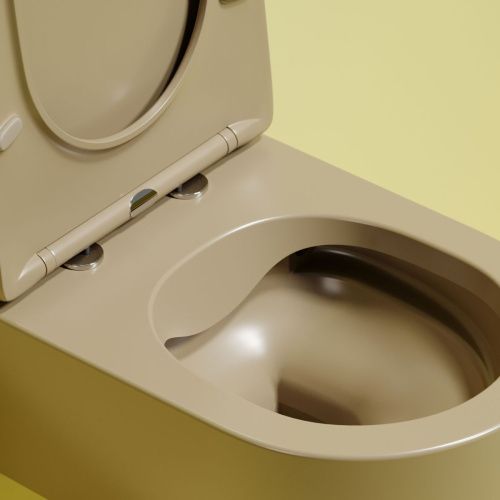 Унитаз подвесной Ceramica Nova MODENA CN6063MC коричневый с сиденьем микролифт безободковый душевой смыв - фото 5