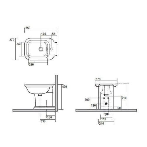 Биде напольное Kerasan Waldorf 4121K1bi/cr*1 цвет белый - фото 2