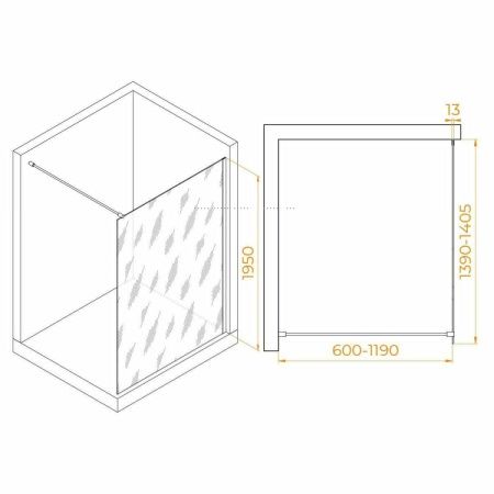 Душевая перегородка RGW Walk In 351001014-16 140х195 стекло прозрачное профиль золото