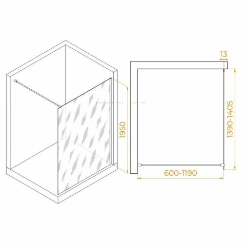 Душевая перегородка RGW Walk In 351001014-11 140х195 стекло прозрачное профиль хром - фото 2