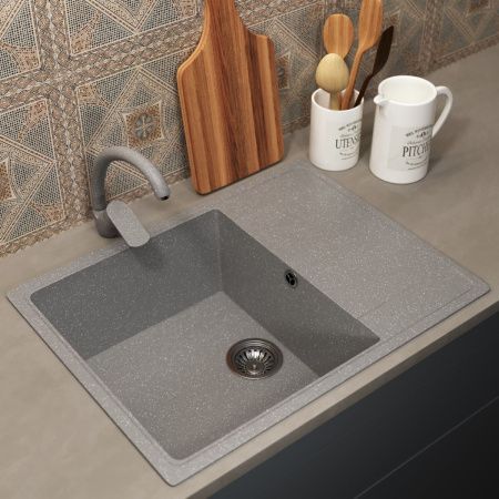 Кухонная мойка Uperwood ECON UPD-202 4010202106 65х50 цвет серый поверхность матовая