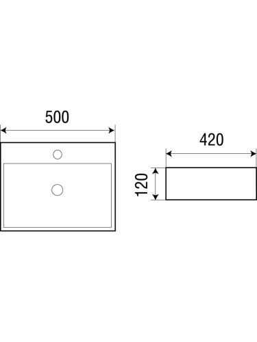 Раковина из сантехнического фаянса WeltWasser WW SK 10000003863 50х40 подвесная цвет белый 1 отверстие под смеситель - фото 2