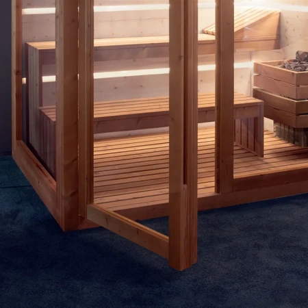 Сауна Gruppo Treesse AURA SA1815DX01AVL 180х150х216 с подсветкой дверь стекло/дерево левосторонняя