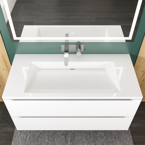 Раковина из искусственного камня Uperwood Infinity RInfinity100wg0 100х50 полувстраиваемая цвет белый - фото 4