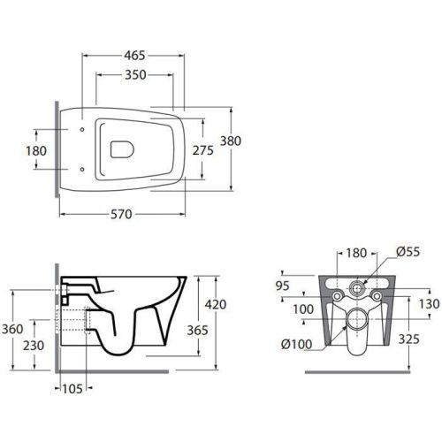 Чаша унитаза подвесная Azzurra Hera HEVKSPE00000BI цвет белый без сиденья безободковая душевой смыв - фото 2