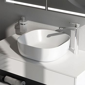 Раковина из сантехнического фарфора Am.Pm Func M8FWCC30430WG 40х40 накладная цвет белый без отверстий под смеситель