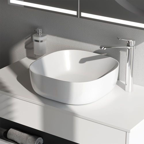 Раковина из сантехнического фарфора Am.Pm Func M8FWCC30430WG 40х40 накладная цвет белый без отверстий под смеситель