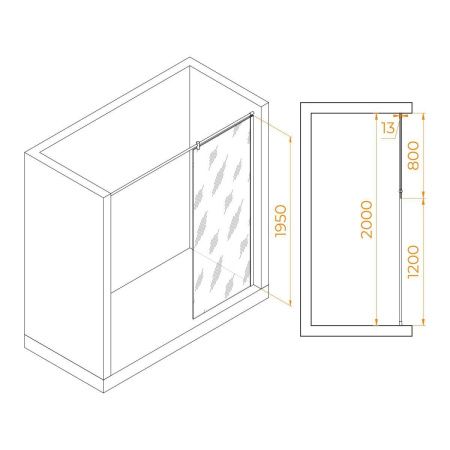 Душевая перегородка RGW Walk In 351003408-11 80х195 стекло прозрачное профиль хром