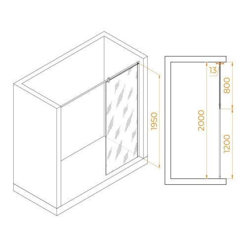 Душевая перегородка RGW Walk In 351003408-11 80х195 стекло прозрачное профиль хром - фото 2