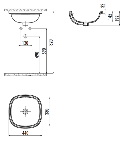Раковина из сантехнического фарфора Creavit Solo SO037-00CB00E-0000 40х40 встраиваемая цвет белый без отверстий под смеситель - фото 2