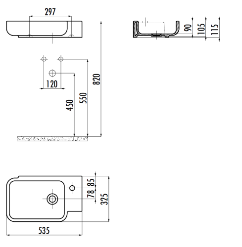 Раковина из сантехнического фарфора Creavit Elmas TP027-00CB00E-0000 50х30 накладная цвет белый 1 отверстие под смеситель - фото 2
