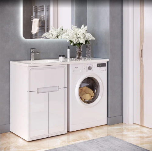 Раковина из искусственного камня Taliente ФР-00006480 120х50 накладная цвет белый 1 отверстие под смеситель - фото 3