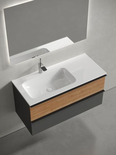 Тумба под раковину Sancos DELTA DL100LGR 100х40 подвесная цвет коричневый - фото 5