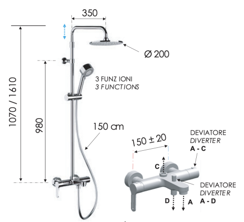 Душевая стойка Remer Winner W34AEC20 настенная цвет хром - фото 2