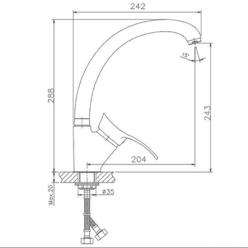 Смеситель для кухни Haiba HB01 HB4101-2 на мойку хром - фото 2