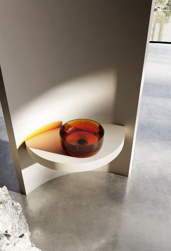 Раковина из полиэфирной смолы Abber KRISTALL AT2804Opal 40х40 накладная цвет коричневый без отверстий под смеситель - фото 2