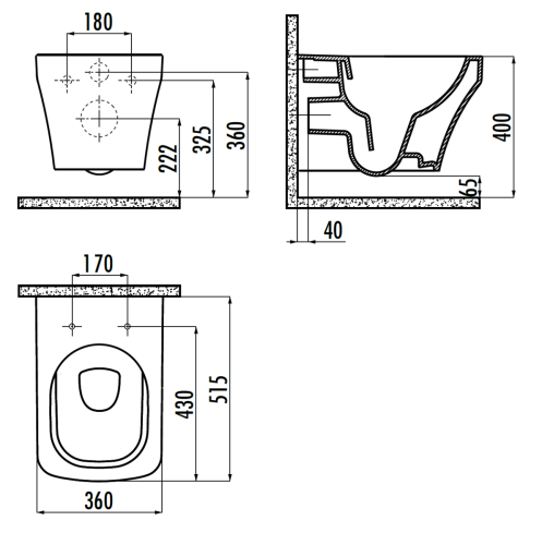 Чаша унитаза подвесная Creavit Solo SO321-11CB00E-0000 цвет белый без сиденья смыв торнадо - фото 2