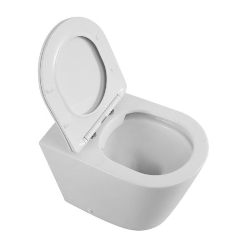 Унитаз приставной BelBagno FLAY-R BB1003CBR/SC белый с сиденьем микролифт безободковый каскадный смыв - фото 3