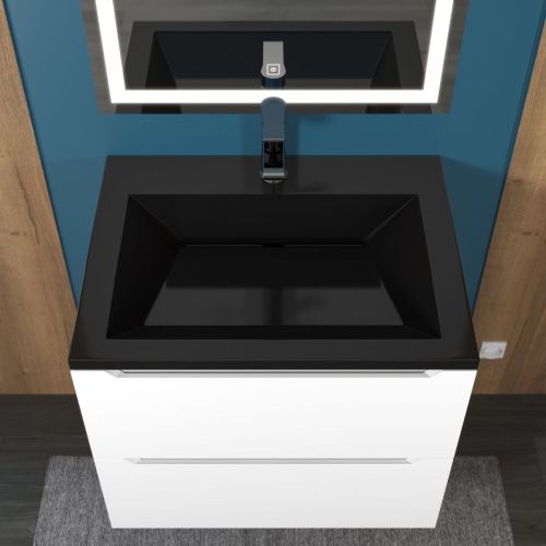 Раковина из искусственного камня Uperwood Olivia ROlivia60bg 60х50 полувстраиваемая цвет черный - фото 3