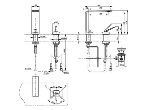 Смеситель для раковины Toto TLP02304R на столешницу хром - фото 3