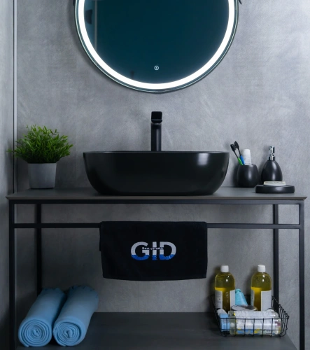 Раковина керамическая Gid Geométrico 53348 50х40 накладная цвет черный без отверстий под смеситель - фото 5